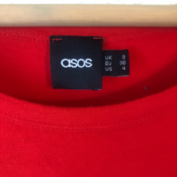 ASOS Red Cotton Blend Midi Accordion Hem, 4 - Picture 4 of 4